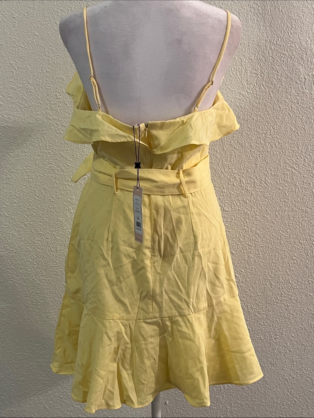 BCBGeneration Yellow Ruffle Belted Mini Dress - Picture 3 of 4